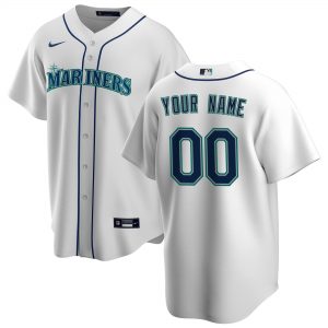 Nike Seattle Mariners White Home Replica Custom Jersey