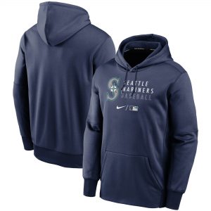 Seattle Mariners Nike Authentic Collection Logo Stack Performance Pullover Hoodie