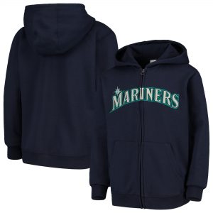 Seattle Mariners Youth Team Color Wordmark Full-Zip Hoodie